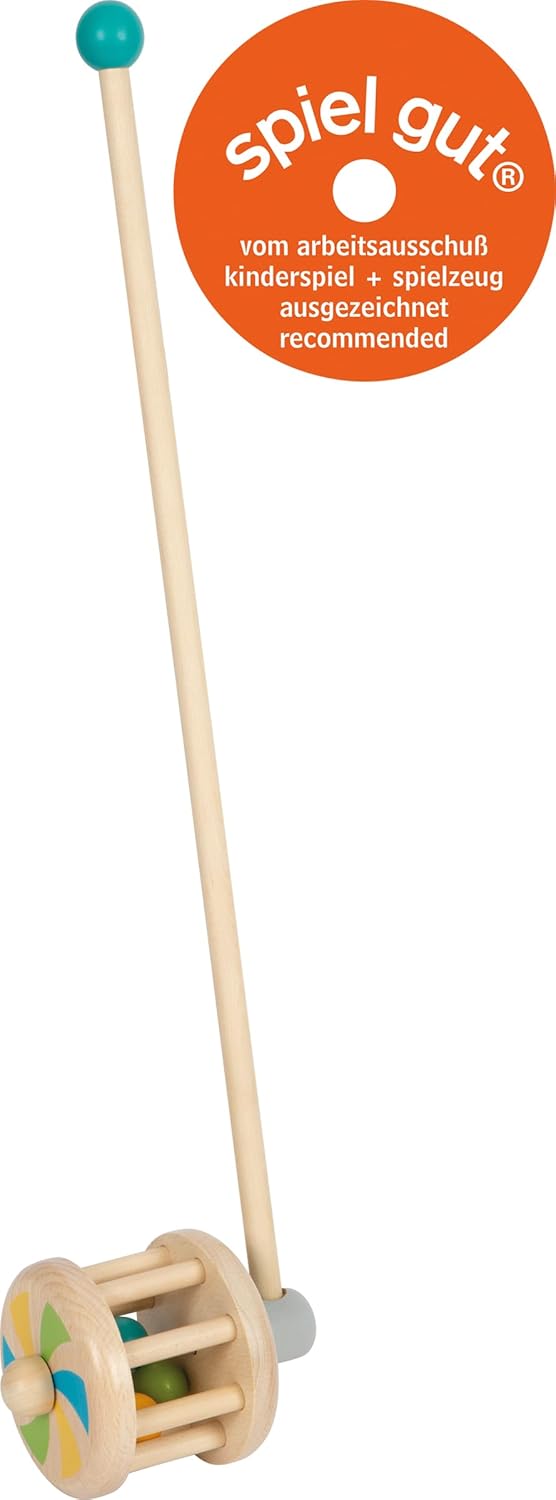 small foot Schiebespielzeug Rassel aus Holz, Laufbegleiter für kleine Kinder, ab 12 Monaten, 12341,