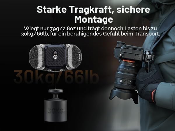 PGYTECH Beetle Kamera Clip V2 mit Platte Schnellwechselsystem für Sony, Nikon, Fuji, DSLR/SLR, Arca