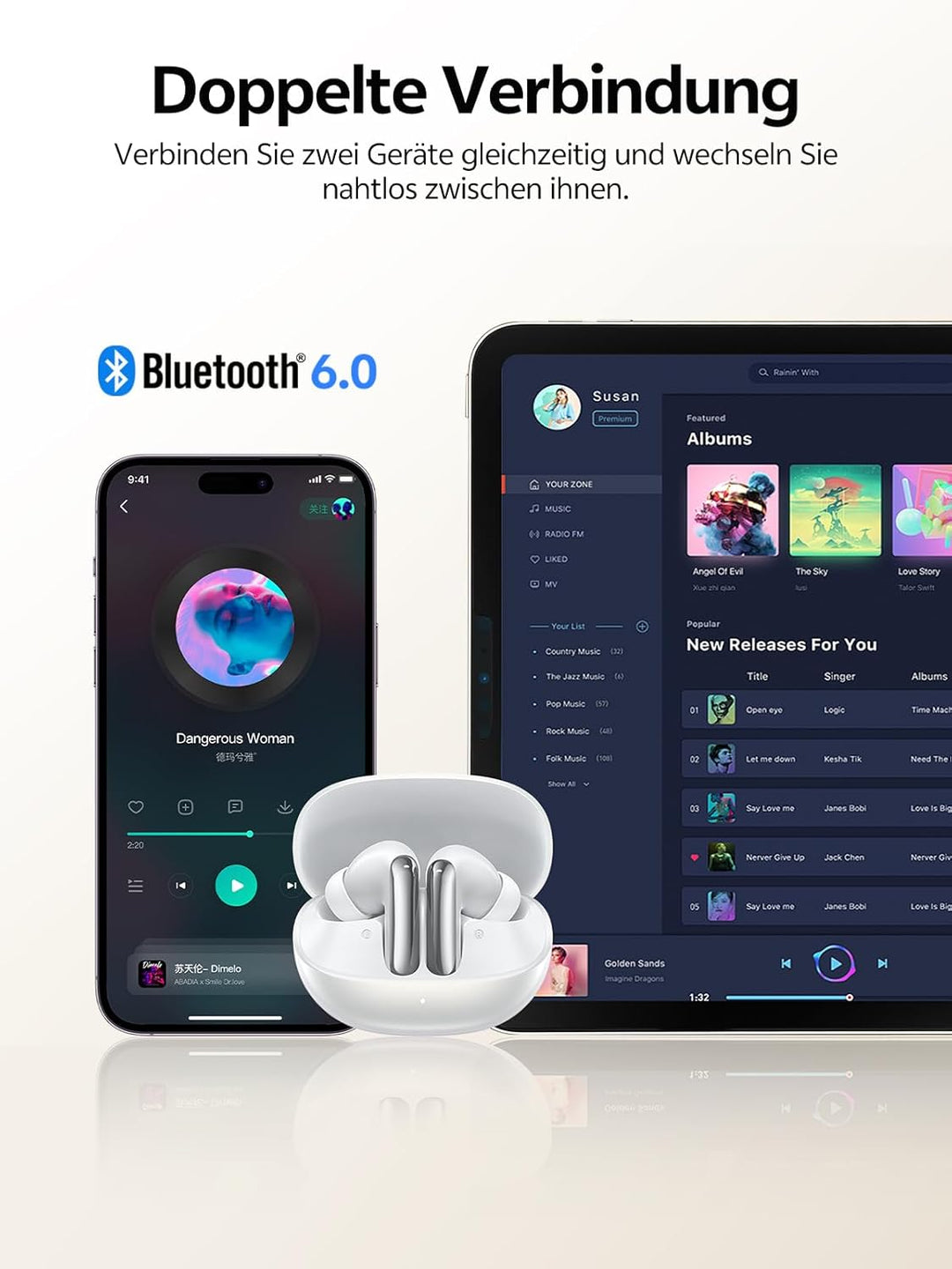 QCY Melobuds N20 In Ear Kopfhörer Bluetooth Noise Cancelling,Bluetooth kopfhörer mit -50dB Adaptive