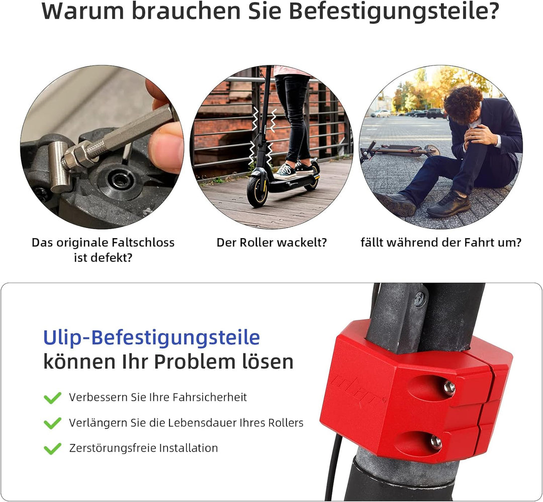 ulip Elektro-Scooter Klappklemme Vertikale Stange aus Aluminium Robuste Verriegelungsteile Spannklem