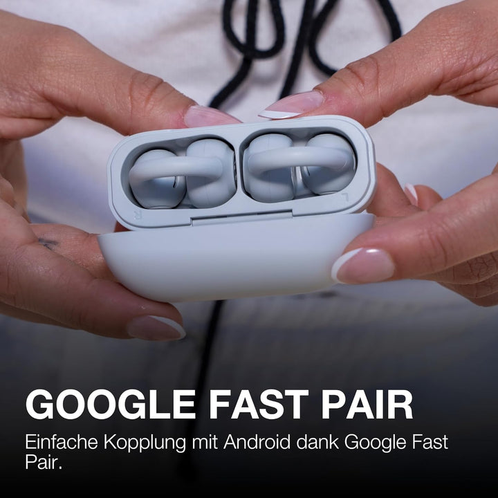 JLab Flex Open Ear Kopfhörer - Open Ear Earbuds, Manschetten-Design Clip-On-Kopfhörer, 21 Stunden Ak