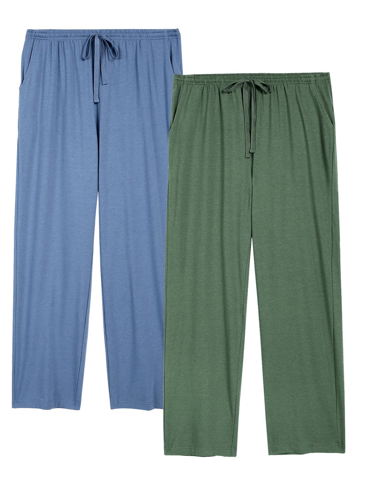 Winovia 2er-Pack Schlafanzughose Herren Lang Leichte Pyjamahose aus Baumwolle Loungewear Hosen Schla
