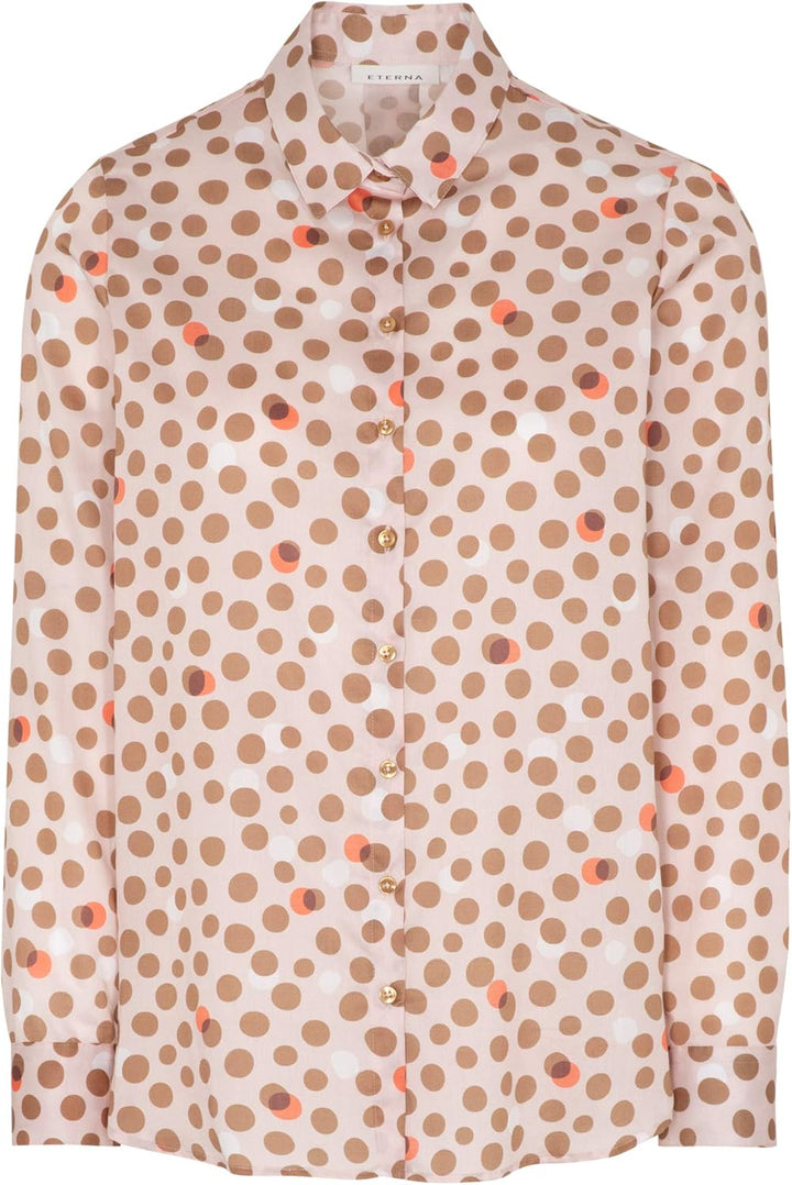 eterna Modern Fit Bluse Langarm Hemdkragen Muster braun 40 Braun, 40 Braun