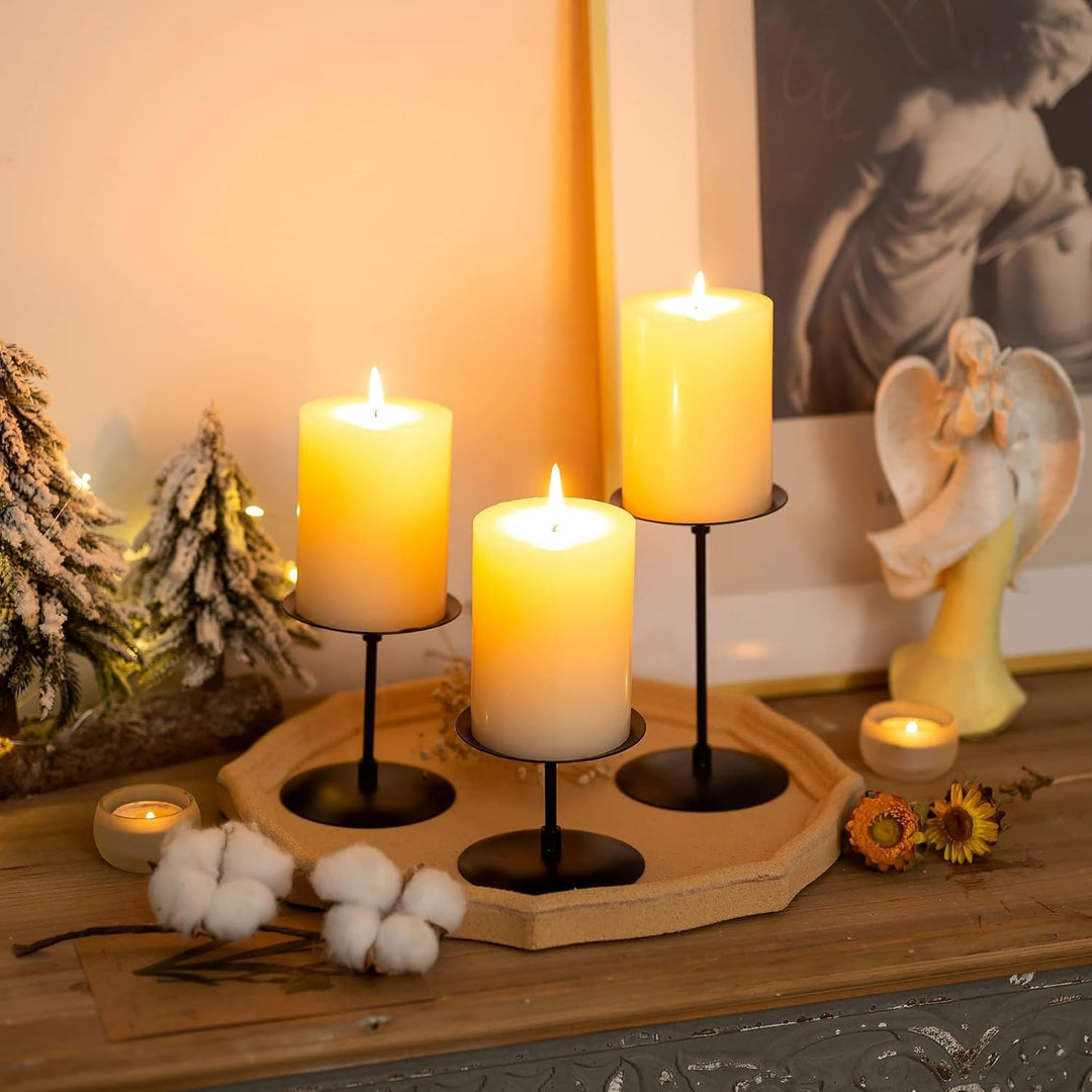 Romadedi Schwarz Kerzenständer Metall für Stumpenkerzen: Modern Kerzenhalter 6er Set - Tischdeko zu