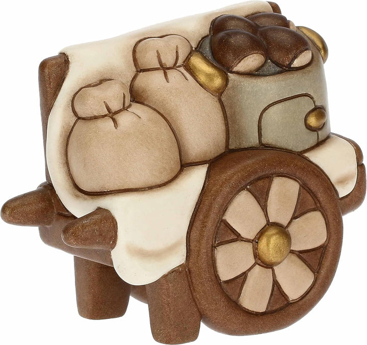 THUN - Bollerwagen mit Kastanien aus handdekorierter Keramik, Klassische Krippenlinie, Weihnachtsdek
