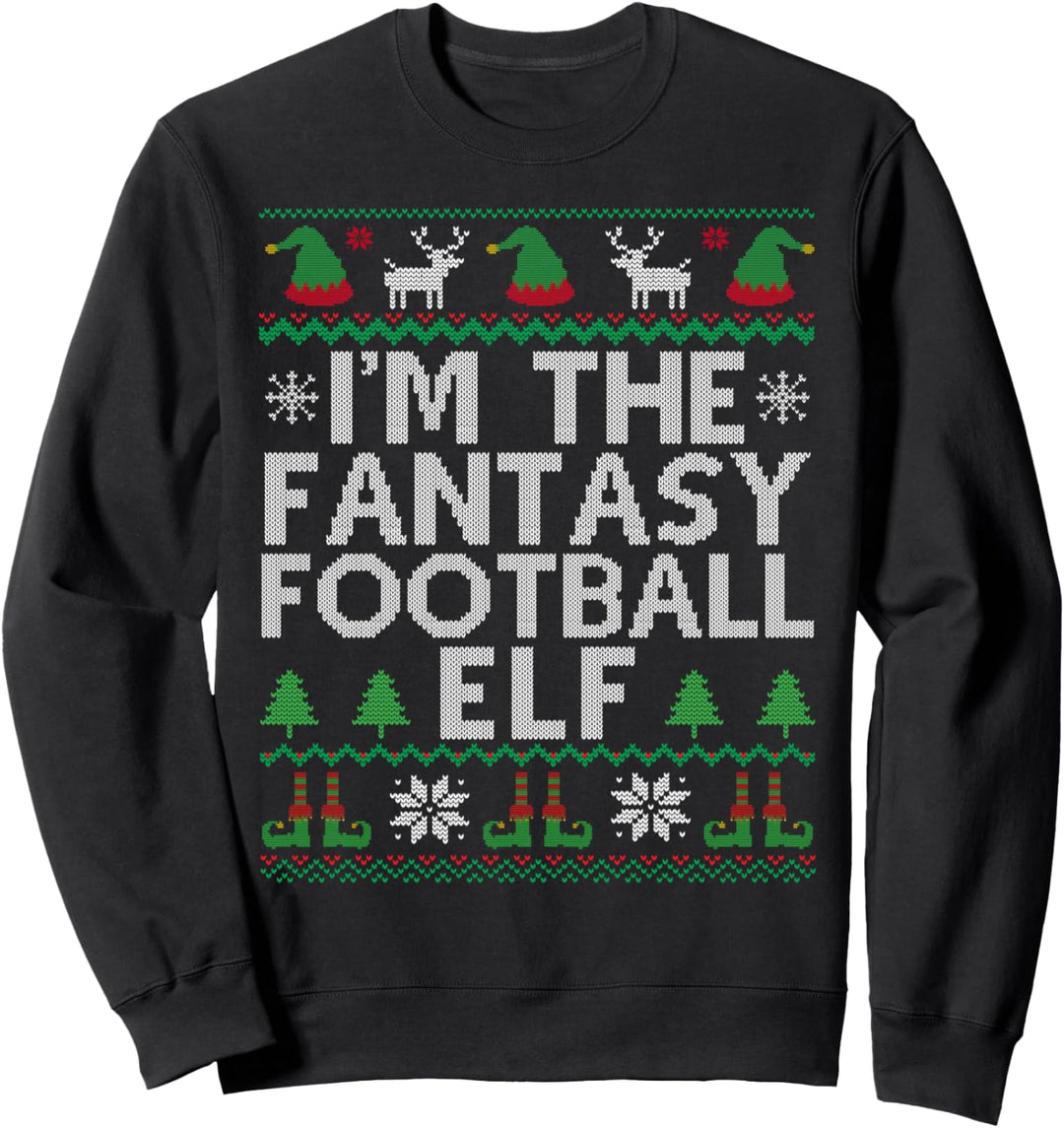 Fantasy Football Elf Ugly Christmas Sweatshirt