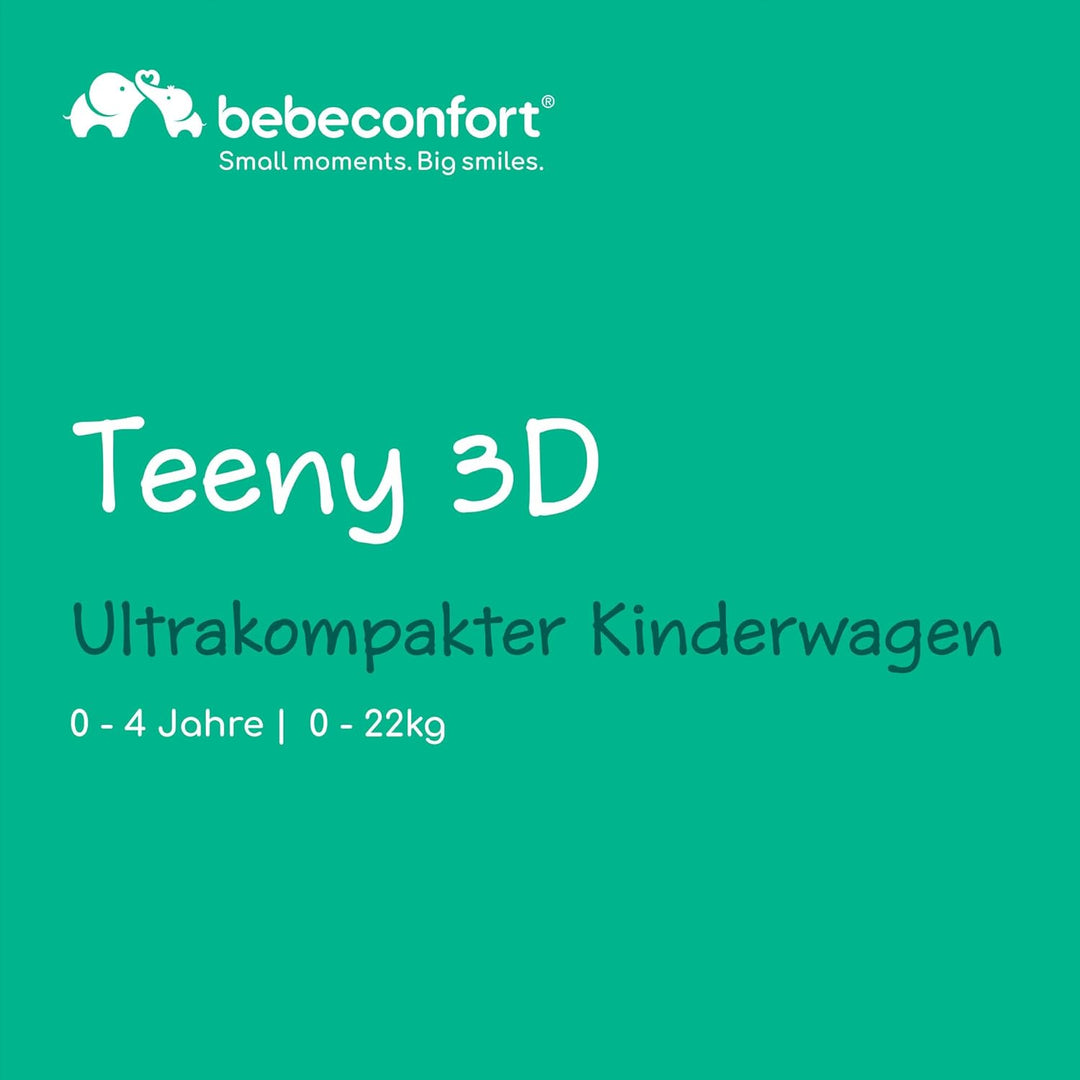 Bebeconfort Buggy Teeny 3D, Ultrakompakt zusammenklappbarer Kinderwagen inkl. passender Tragetasche,