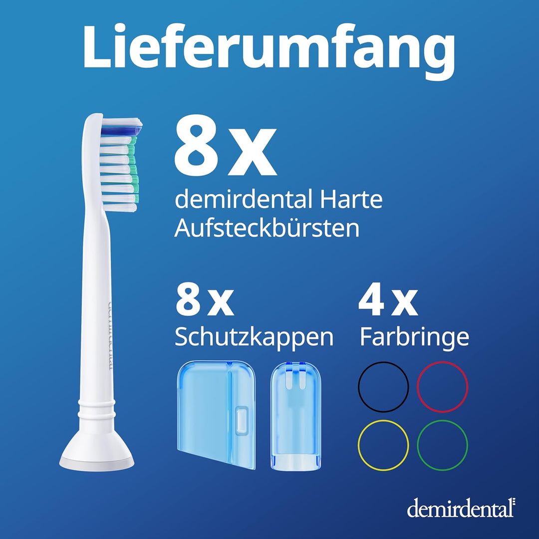 8er demirdental Ersatzbürsten passend für Philips Sonicare, Harte Aufsätze & Aufsteckbürsten, harte