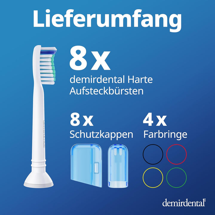 8er demirdental Ersatzbürsten passend für Philips Sonicare, Harte Aufsätze & Aufsteckbürsten, harte