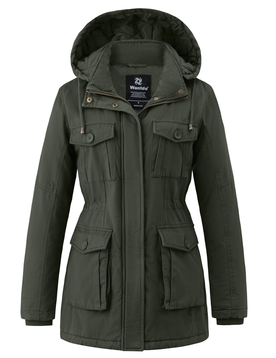 Wantdo Damen Klassische Baumwoll Jacke Warmer Fleece Mantel Winter Outdoor Parka Jacke Mittellanger