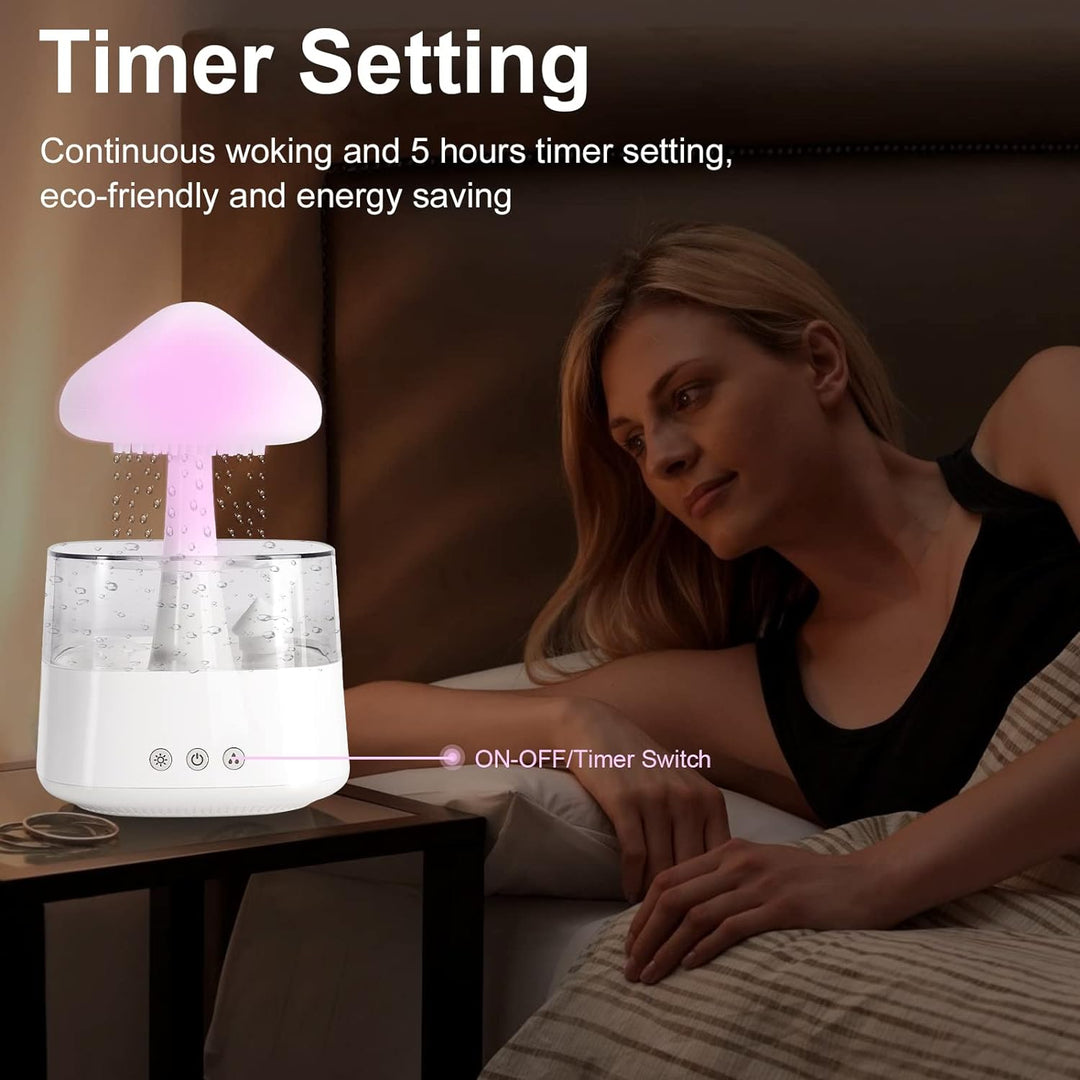 Regenwolken Luftbefeuchter für Schlafzimmer und grosse Räume, Pilz Öldiffusor mit LED-Leuchten in 7