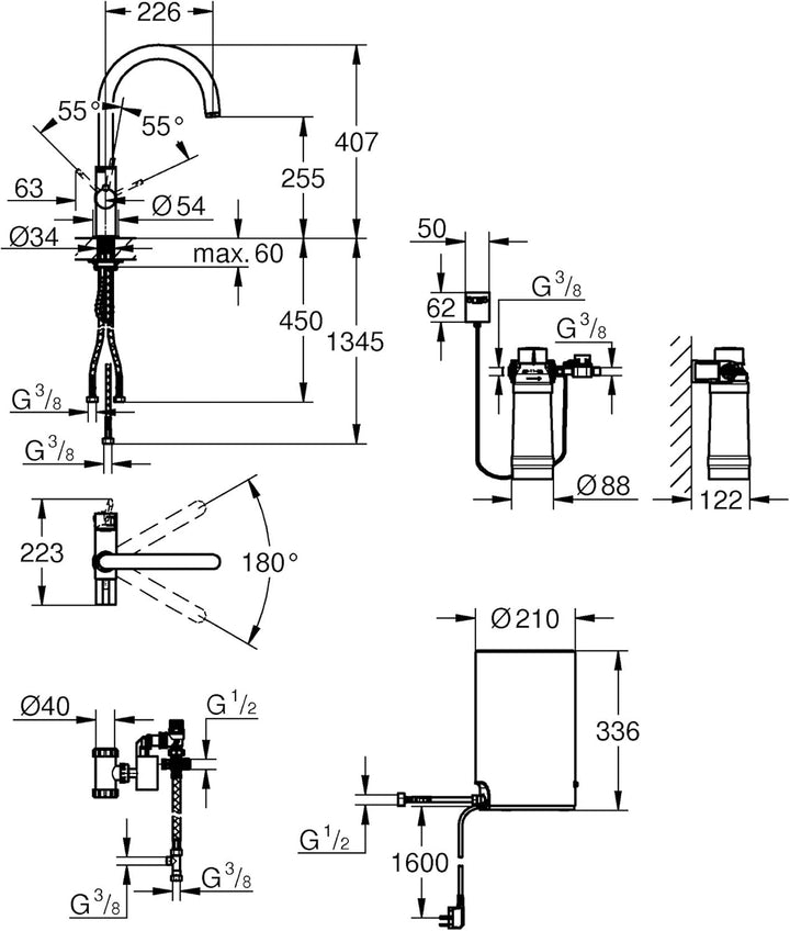 Grohe 30320000 Red II Einhand-Spültischarmatur, C-Auslauf, M-Size Boiler, Chrom