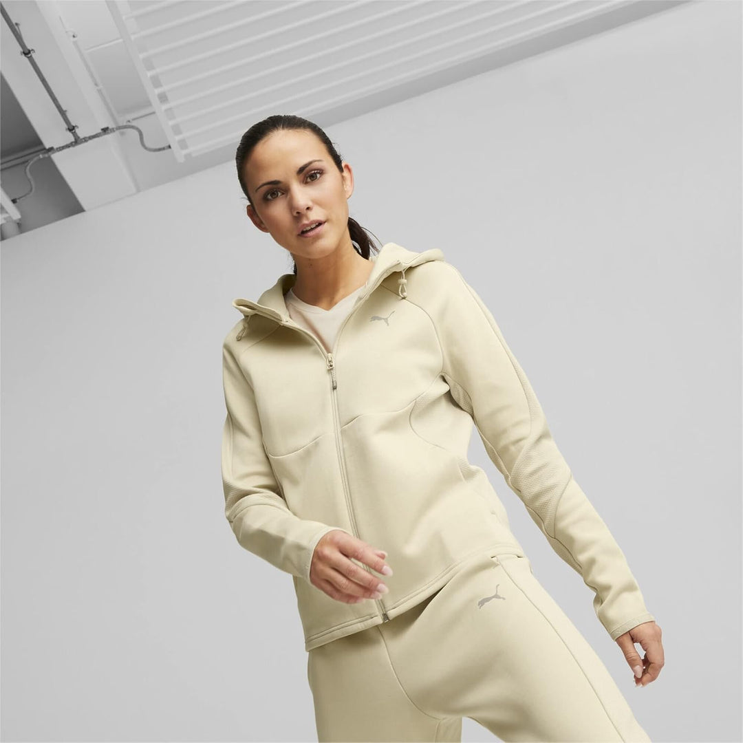 PUMA Damen evoStripe Hoodie mit durchgehendem Reissverschluss XSGranola Beige