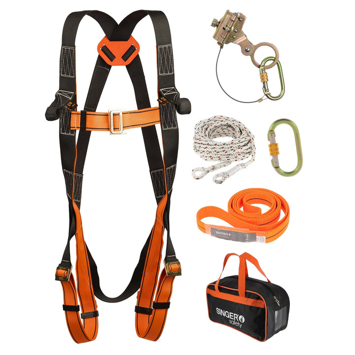 Vertisafe Dachdecker Set Sicherheitsgeschirr Absturzsicherung 10m Seil Dämpfer