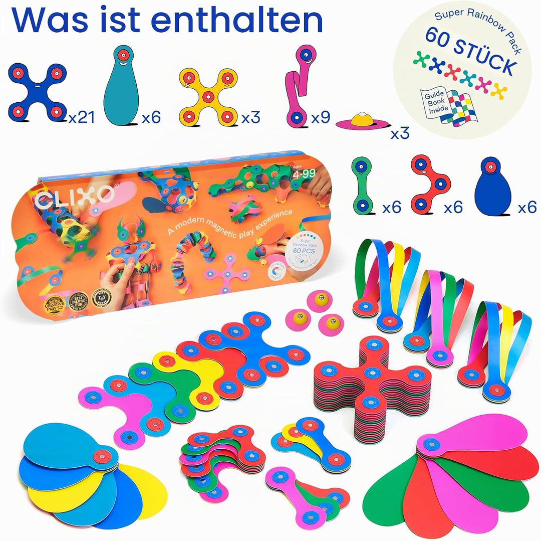 Clixo Super Rainbow 60 Piece Pack, 60 Piece Pack