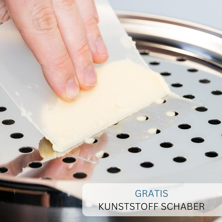 Westmark Spätzleblech/Topfaufsatz + Schaber - mühelose und schnelle Herstellung von Spätzle - Spätzl