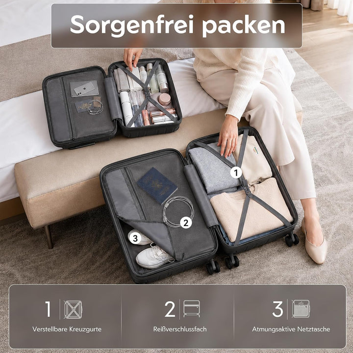 KONO Koffer Gross Leicht Hartschalenkoffer Trolley Reisekoffer mit 4 Rollen und TSA Schloss, 76x50x3