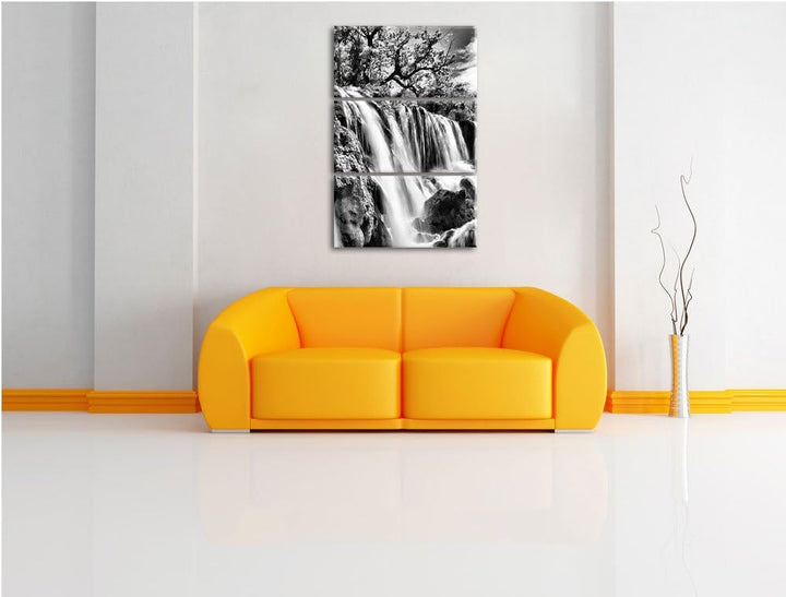 Pixxprint Wasserfall im Dschungel als Leinwandbild/Grösse: 3 Teilig (120x80) cm/Wandbild/Kunstdruck/