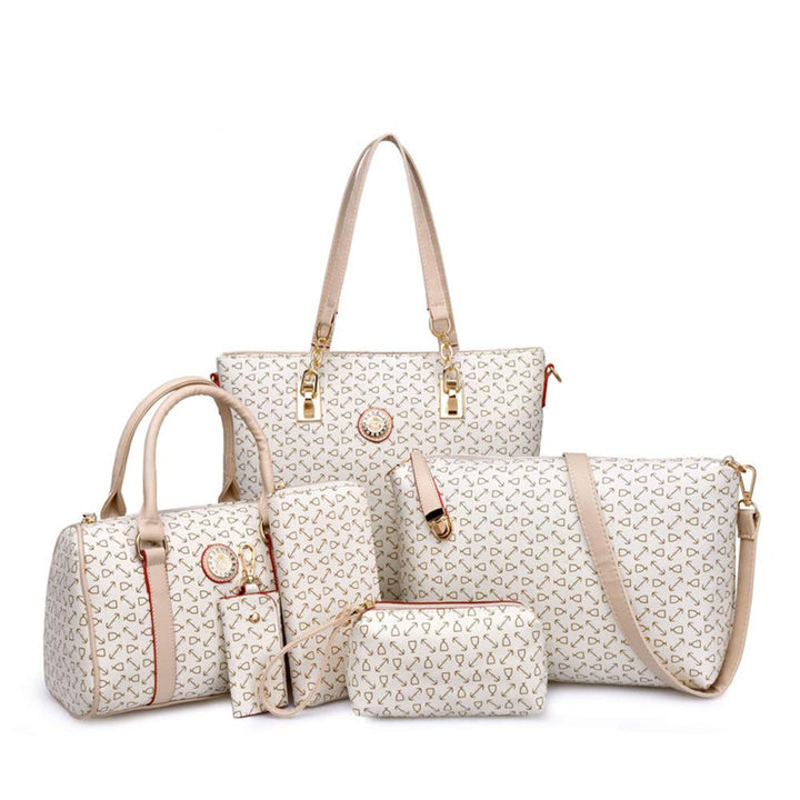 KEEPOP Frauen Handtasche Set 6 Stück PU Leder Tote Handtasche Set Mehrzweck-klassische Umhängetasche