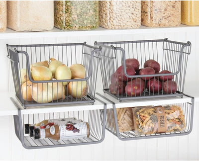 mDesign Metall Ablagebox mit Henkeln – grosser Aufbewahrungskorb im ansprechenden Design – idealer D