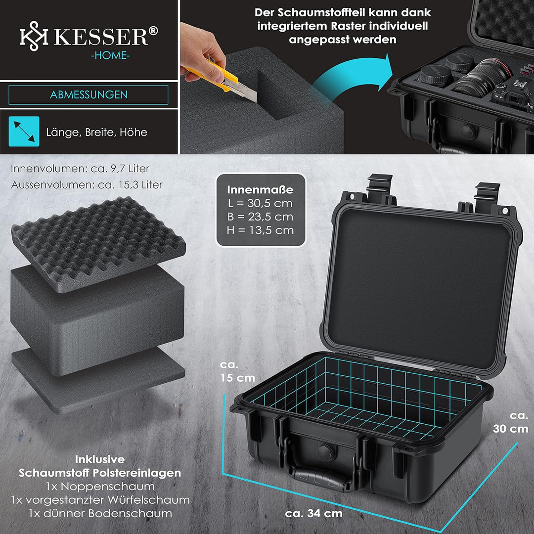KESSER® Kamerakoffer 15 Liter, unisversal anpassbar, wasserdicht, Universalkoffer, Outdoor, wetterfe