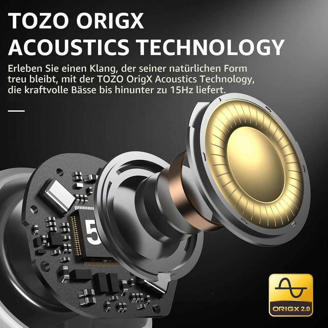 TOZO NC9 Bluetooth Kopfhörer In Ear mit Hybrid ANC (45dB), 6 Mikrofone ENC für Homeoffice &amp; Pendeln,