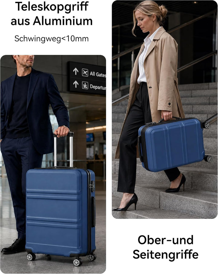 KONO Koffer Trolley Reisekoffer aus ABS+PC – Leichter Hartschalenkoffer mit 4 Zwillingsrollen und TS