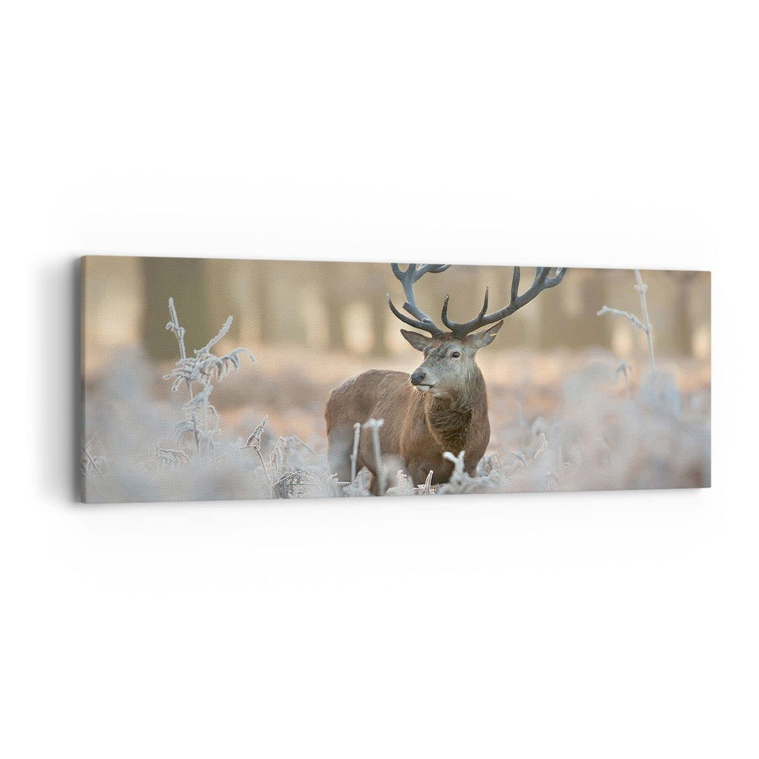 Panorama Bilder auf Leinwand Hirsch Wald Natur Leinwandbild 90x30cm Wandbilder Dekoration Wohnzimmer