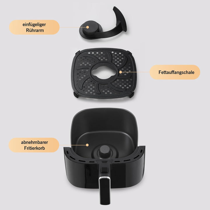 Airfryer Heissluftfritteuse, 8-in-1 Air Fryer XXL 5L, Heissluftfritteuse mit Sichtfenster & Shake-Re