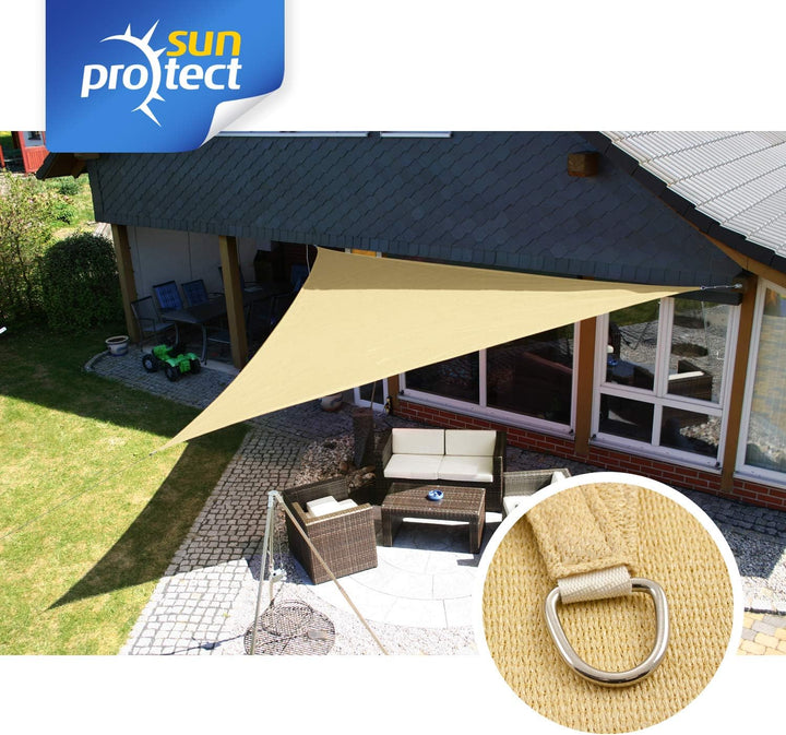 sunprotect 12012 Professional Sonnensegel, 6 x 6 x 6 m, Dreieck, Wind- & wasserdurchlässig, beige 6