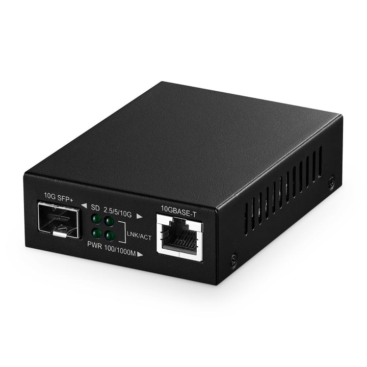 Binardat 10G Fiber Media Coverter, 2 Port 10 Gigabit Ethernet Switch, 1 x 10G RJ45 Port, 1 x 10G SFP