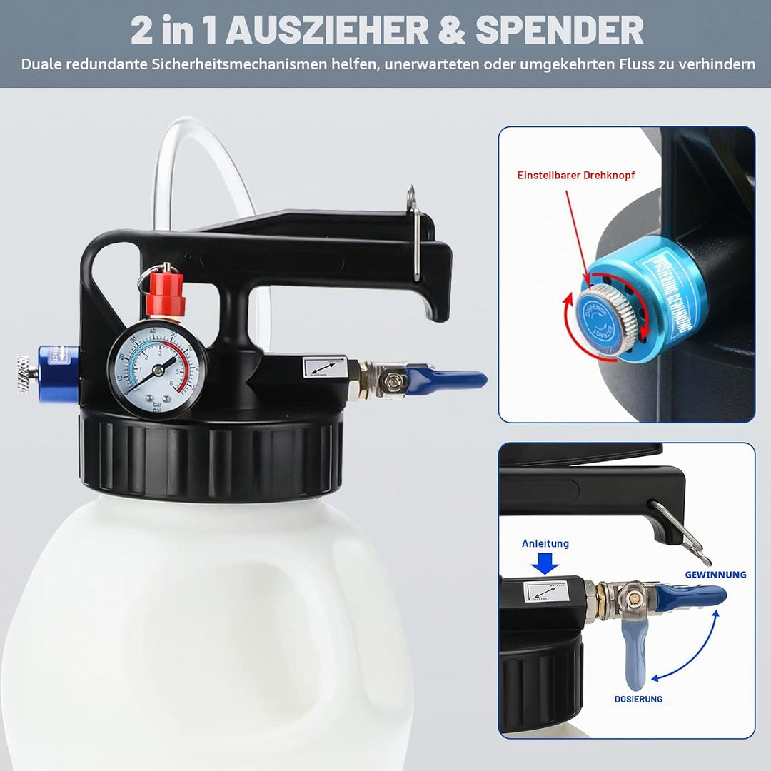FreeTec Öl und Flüssigkeit Extraktor Pneumatische Getriebeölpumpe Öleinfüllgerät mit 14-teilig ATF A