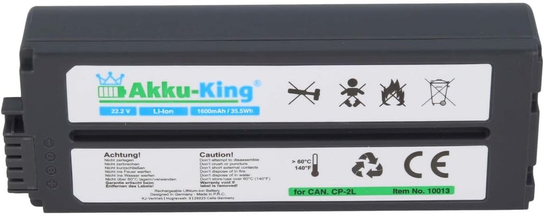 Akku-King Akku kompatibel mit Canon NB-CP1L, NB-CP2L, NB-CP2LH - Li-Ion 1600mAh - für Selphy Photo P