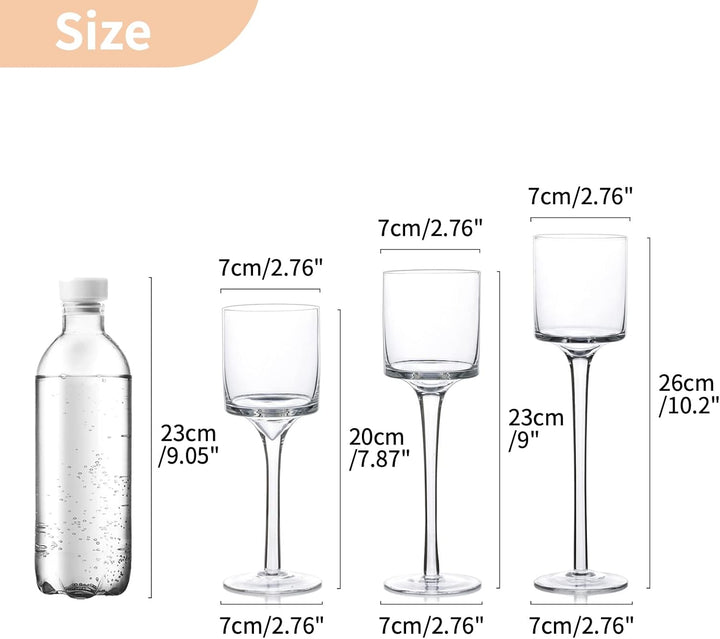 Nuptio Teelichthalter 6 Stück Glas Kerzenhalter - Teelicht & Schwimmkerzen Hohe Elegante Stumpenkerz