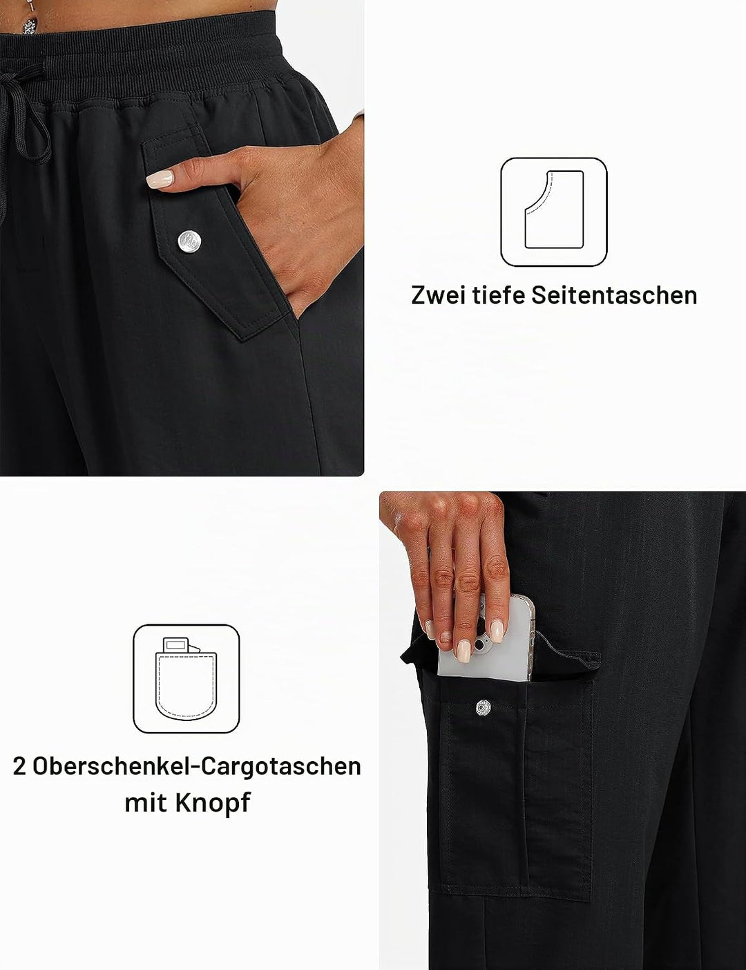 JINSHI Damen Wanderhose Cargohose Leichte Jogginghose Freizeithose Atmungsaktiv Funktionshose Outdoo