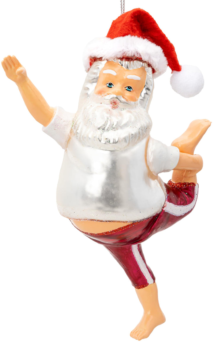 SIKORA Yoga Weihnachtsmann besondere Weihnachtskugel Glas Christbaumschmuck Deko Figur Weihnachten A