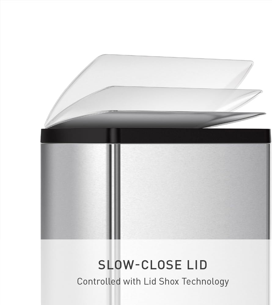 simplehuman CW1814 38 Liter, rechteckiger Treteimer, Mülleimer Küche, gebürsteter Stahl, 10 Jahre Ga