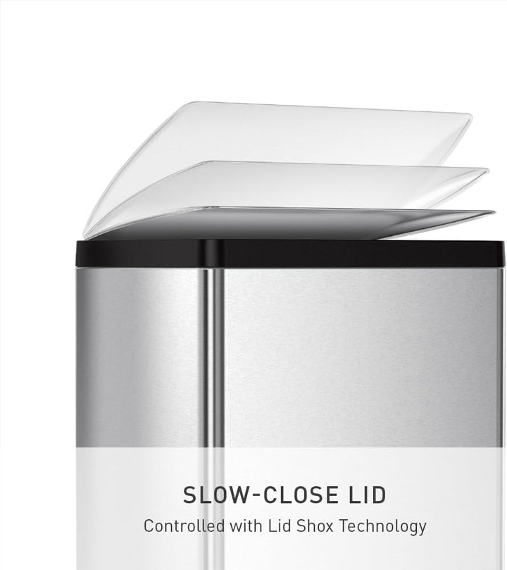 simplehuman CW1814 38 Liter, rechteckiger Treteimer, Mülleimer Küche, gebürsteter Stahl, 10 Jahre Ga