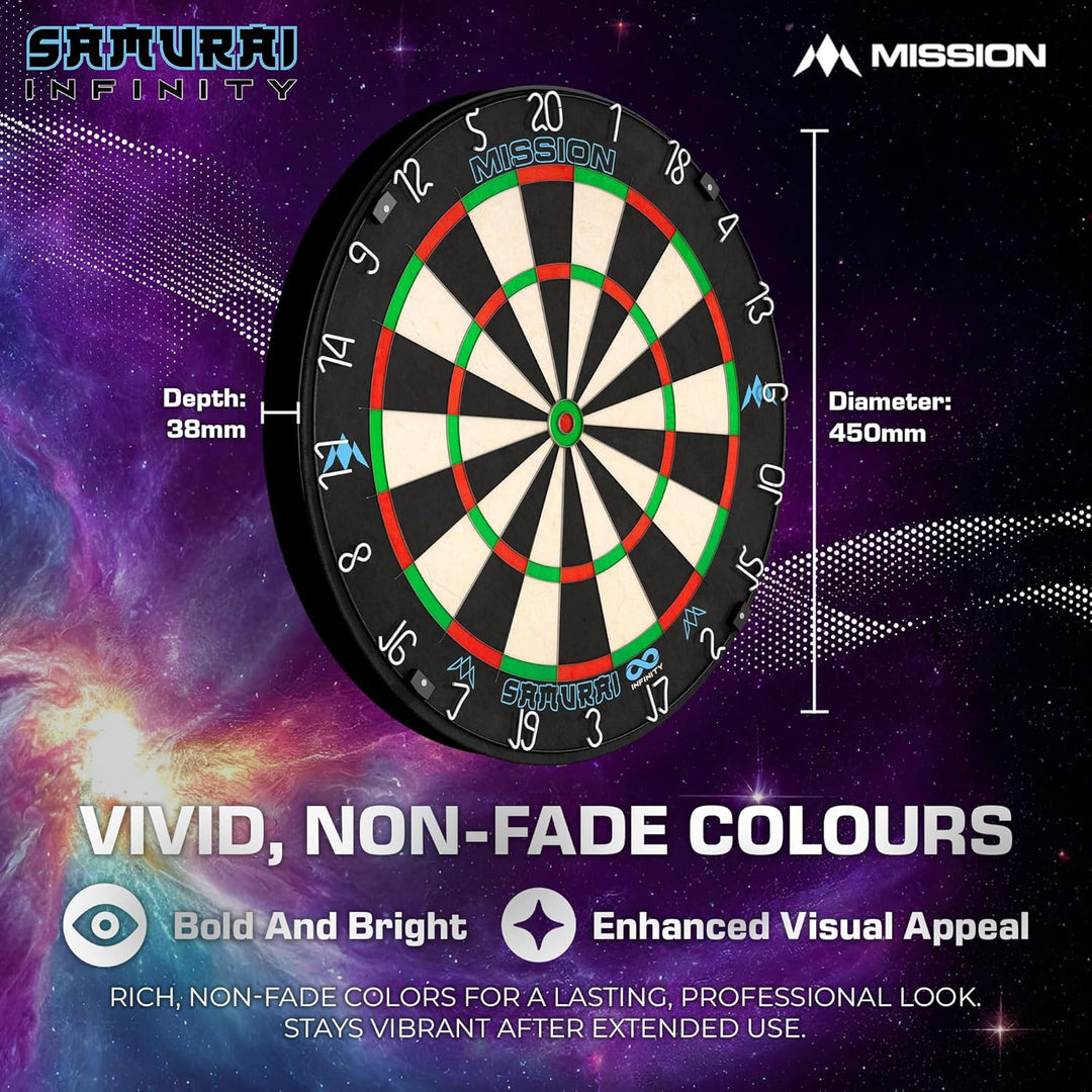 Mission Darts Samurai Infinity | Professional Competition Standard Dartboard with Ultra Thin Knife L