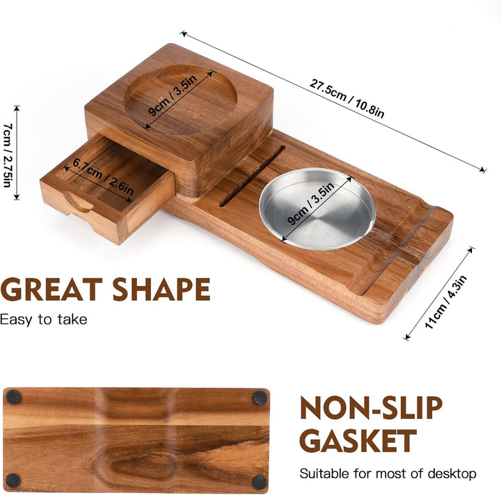 Scotte Zigarrenaschenbecher Untersetzer Whiskeyglas-Tablett & Holzaschenbecher mit Zigarrenschneider