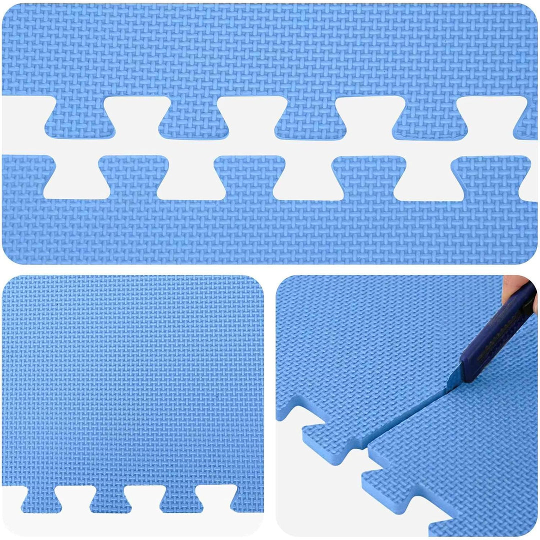 Fussmatten 50 Stück Blau 18 m² EVA-Schaum Bodenmatten Erweiterbares Puzzle-Design rutschfest schall-