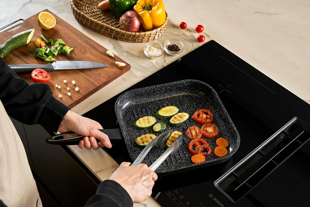 Zyliss Ultimate Keramik Grillpfanne Induktion 26x26 cm, Antihaft Gerillt Steakpfanne, Backofenfest,