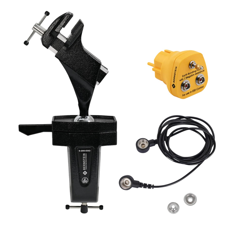 BERNSTEIN ESD Set Kugelgelenk-Schraubstock Drehbar 360° | Neigungswinkel +/- 45° | Zum Anklemmen | A
