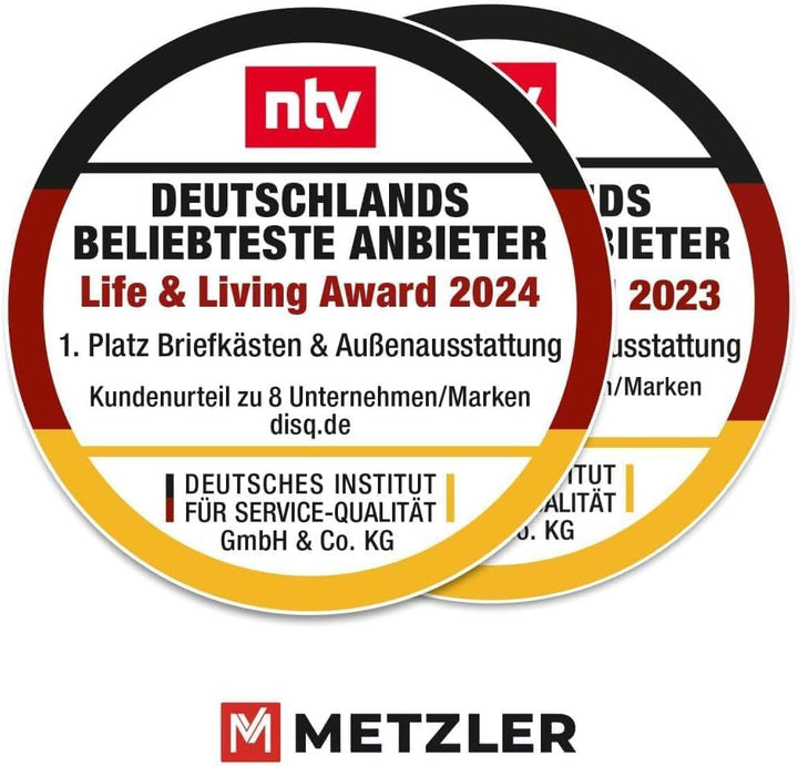 Metzler individueller Briefkasten mit Funkklingel und Steckdosen-Funk-Empfänger inklusive Gravur in