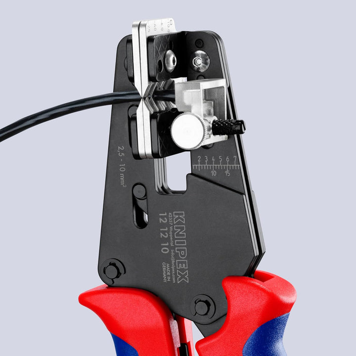 Knipex Präzisions-Abisolierzange mit Formmessern brüniert, mit Mehrkomponenten-Hüllen 195 mm 12 12 1