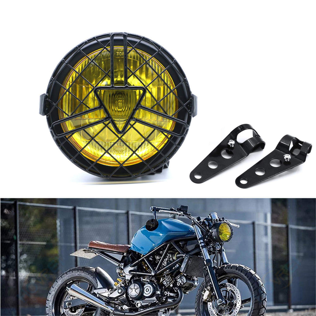 evomosa Universal Motorrad Frontscheinwerfer, 6'' Halogen Scheinwerfer mit Lampenschirmabdeckung Ret