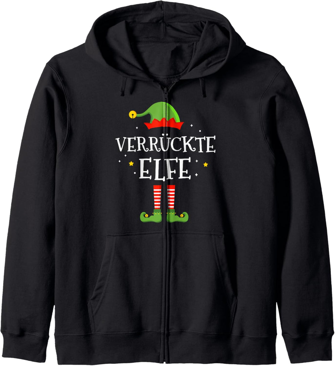 Verrückte Elfe Kostüm für Weihnachten Familien Partnerlook Kapuzenjacke