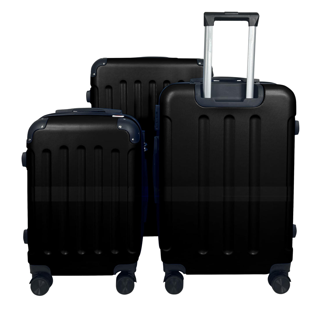 MY TRAVEL BAG Hartschalen-Koffer Reisekoffer ABS Koffer (Handgepäck-Mittel-Gross-Set) 4 Doppel-Rolle