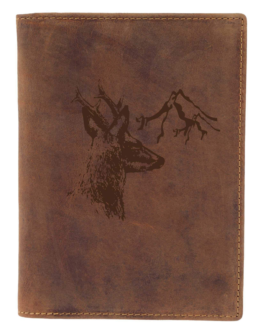 Greenburry Vintage Leder-Ausweismappe mit Jagd-Motiv - Jagdschein-Etui aus Leder - 16,5x12x1 cm