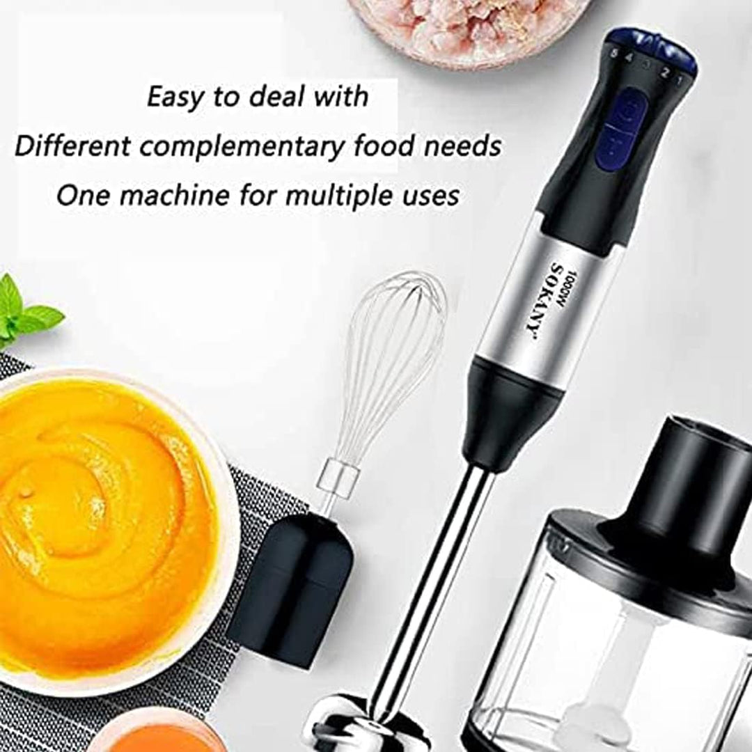 SOKANY Stabmixer Edelstahl 1000 watt, 5 Geschwindigkeit Pürierstab [4in1: Pürierstab/Zerkleinerer, M